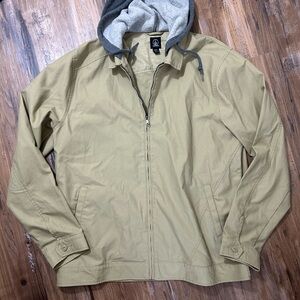 Volcom Men's Khaki Zip Jacket with Gray Hood